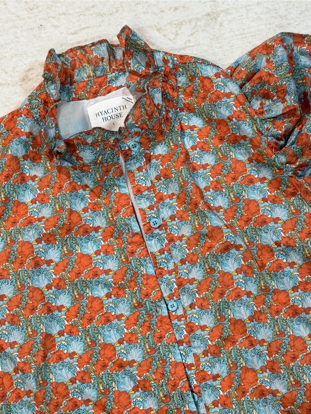 Hyacinth House Floral Puff Sleeve Button Front Maxi Dress Cottagecore - Picture 3 of 12